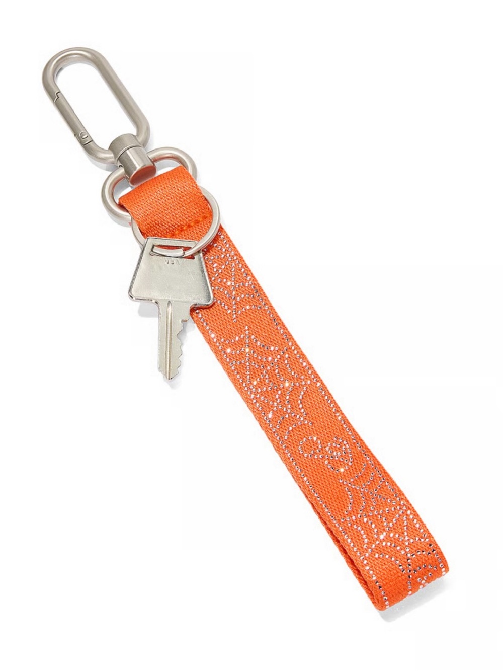 VS PINK NWT Halloween Orange Diamante Spider Web Wristlet Strap Keychain